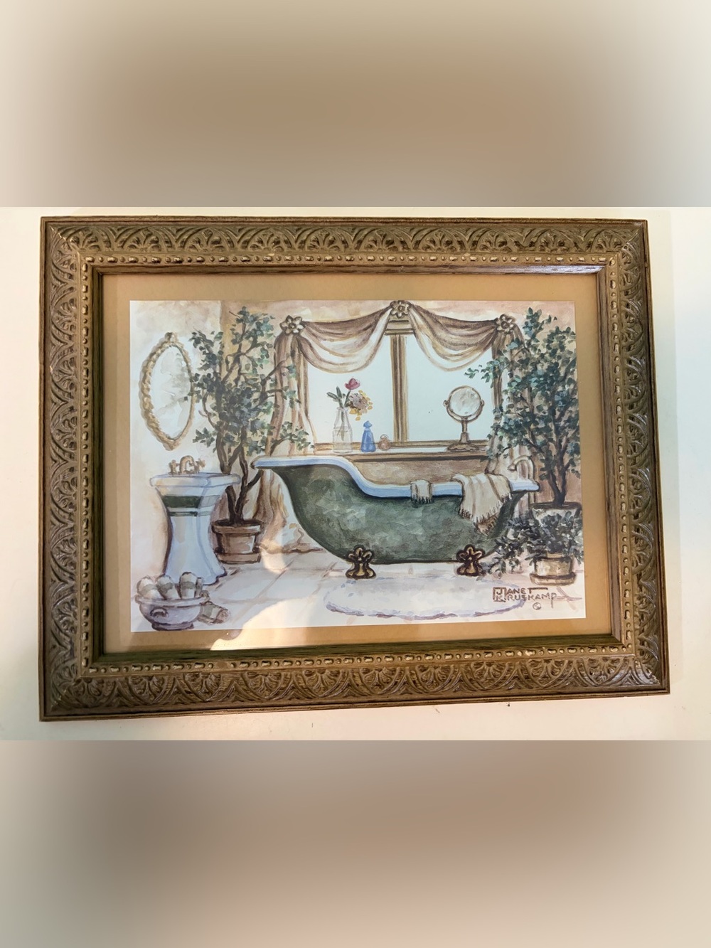 Framed Vintage Bathtubs “ Solitary Times” Wall Art Print - by Janet Kruskamp